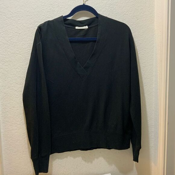 Rag & Bone V-Neck Lightweight Sweatshirt Women's S/P Black - Picture 2 of 9
